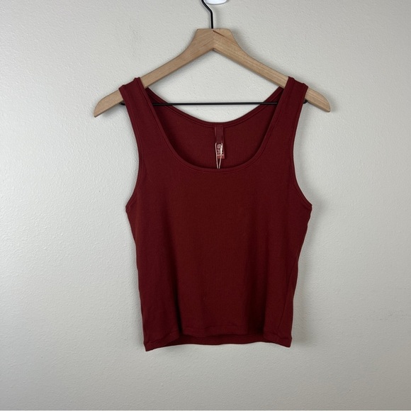 Skims Sangria Cotton Ribbed Tank - Picture 2 of 5